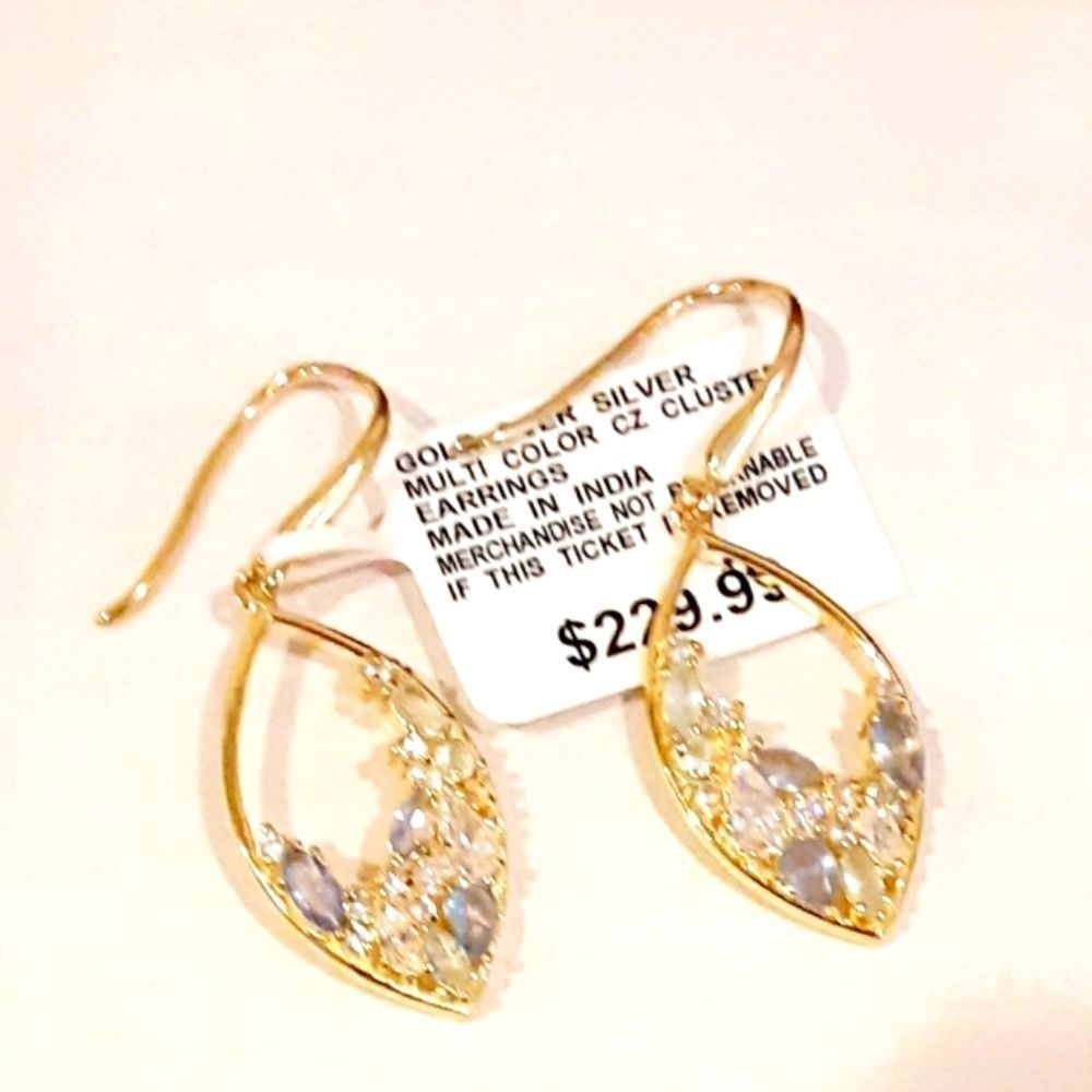 CLUSTER GOLD OVER SILVER MULTICOLOR EARRING - Picture 3 of 3